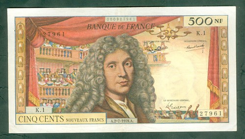 Rare billet 500nf molière - rare, de