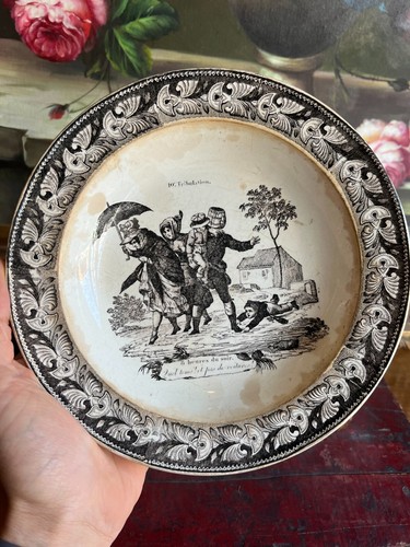 Assiette creuse faience peinte - creuse,