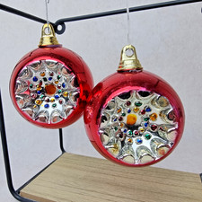 Boule Noël Vintage – Ornement Sapin Rouge - 70s