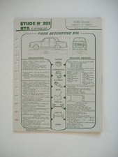 fiche technique RTA n°283 FORD CORTINA 1600 GT & 1600 E -berline 4 portes