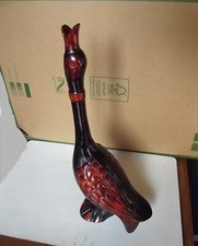 Vase soliflore Kanadou canard en bois laqué décor main création France 39cm