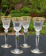 ST LOUIS Excellence - 4 grands Verres à vin en cristal taillé doré - H 22,4cm