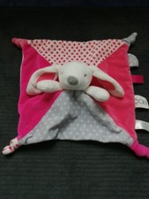 Doudou Lapin Chien blanc Rose Gris Étoiles Obaibi