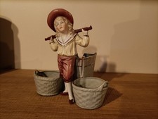 Figurine Art Déco, salière, moutarde, biscuit émaillé