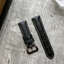 Noir Bracelet Montre Cuir Grainé Pour panerai Luminor Marina Pam 22mm 24mm 26mm