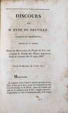 HYDE DE NEUVILLE, Jean-Guillaume Discours de M. Hyde de Neuville (Cte de Bempost