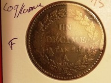  1 Pièce 1 Décime An7A, Coq/Corne et 7/5