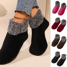 Chaussons d'hiver confortables moelleux antidérapants chauds doublés polaire pour femmes hommes sol de lit