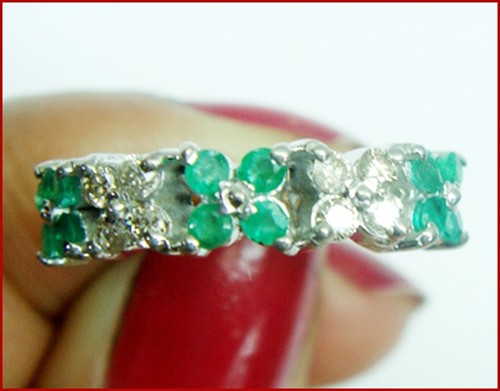 Bague mariage émeraude en - de,