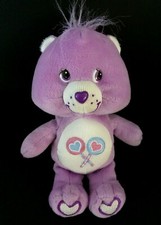 F6. DOUDOU PELUCHE JEMINI OURS BISOUNOURS MAUVE BLANC COEUR  BILLES 22c TTBE