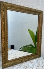 Miroir ancien doré bois et stuc décor floral 51x41cm