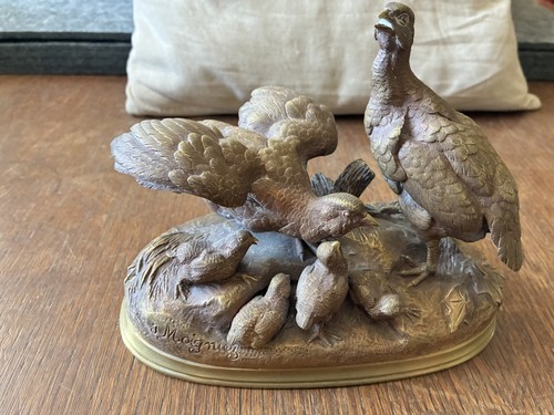 Bronze couple perdrix avec - bronze,