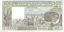 500 francs banque afrique de - 500,