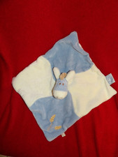 Doudou Plat Noukie's Ane Paco Bleu Blanc Epi de Blé Neuf