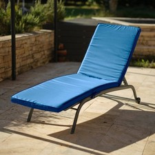 Coussin Bain de Soleil / Matelas pour Transat Dehoussable- 185x60x5cm - Bleu pet