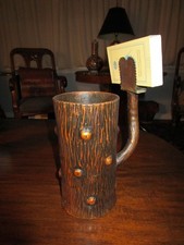 Arts & Crafts Bronze Kindling Match Holder Tree Texture Red Copper Patina c1910