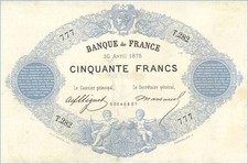 50 FRANCS type 1868 Indices