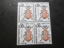 FRANCE 1982, timbre TAXE 105, BLOC QUARTINA, Insectes Scarites neuf** MNH