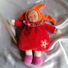 Doudou poupée lutin rouge