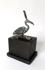 IBIS THOT EN BRONZE PATINE, PARE D'UNE COURONNE HEMHEM, SOCLE, XXe