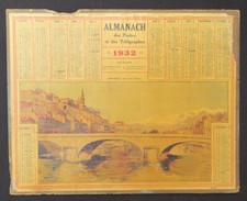 1932 CALENDRIER ALMANACH POSTES Grenoble Vue sur l'Isère OBERTHUR