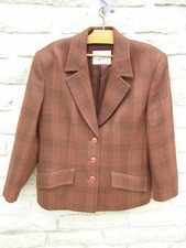 Veste marque WEILL pure laine WOOLMARK à carreaux marron, avec jupe droite T44