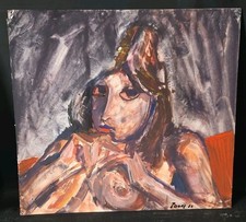 Tableau aquarelle Portrait de dame signé Pierre Dory (1922-2003)