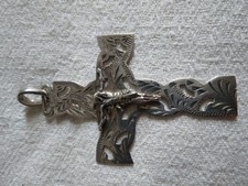 Ancienne croix orthodoxe en argent pendentif religieux Christ