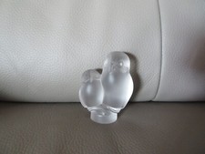 Duo de chouettes en cristal de Sèvres givré statuette signé