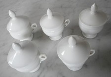 5 anciens pots à crème en porcelaine de Paris avec couvercle