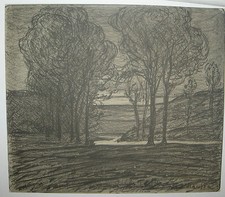 Maxime MAUFRA - La Vallée de TONQUEDEC - BRETAGNE - Estampe signée dans planche