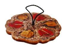 Plateau à fromage en céramique décor colorés poignée fer forgé VALLAURIS