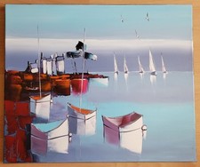 ** HUILE SUR TOILE (55X46 CM) DE JEAN-PIERRE DOUCHEZ  "LA REGATE" DE 2024