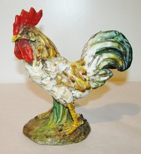 COQ ANCIEN  EN BARBOTINE / TERRE CUITE VERNISSEE  / antique ceramic rooster