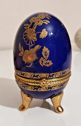 Oeuf bleu doré - en, porcelaine