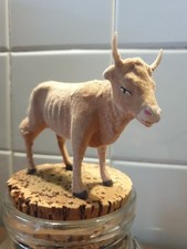 Ancien Santon Creche Noel Devineau Bœuf Patte Allumette  Taille 3