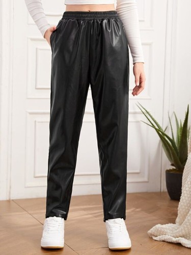 Pantalons cuir noir - en,