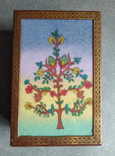 BOITE coffret BOIS peinture en PIERRE PRECIEUSE coop ASHA inde ARTISANAT SEL