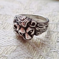 Bague Vintage Tete De Lion Argent 925 Taille 50 Poinçonnée 