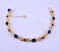 BRACELET RIVIÈRE OR SAPHIRS / RUBIS/DIAMANTS 