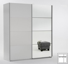 Penderie Armoire à Portes Coulissantes WIMEX Easy Plus 135cm Blanc Miroir