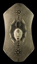 Bouclier  Punu bois 63 cm  - Pounou - Art honorifique coutumier africain # 17348