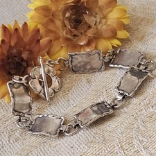 Bracelet Créateur Argent 925 Poinçons 18,5 Cm x 10mm Fermoir Fleur