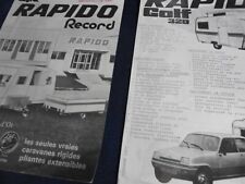 catalogue feuillet caravane RAPIDO 1978