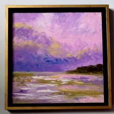 huile au couteau  "FEVRIER MAUVE " -  artiste réf   DROUOT ARTPRICE AKOUN