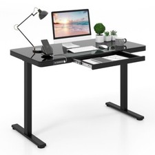 Bureau Informatique Debout Électrique Table 120 cm Réglable Tiroir Prise USB C
