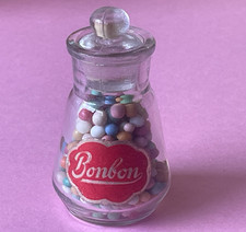 JOUET ANCIEN EPICERIE - BOCAL DE BONBONS MINIATURE EN VERRE - hauteur 6,5 cm