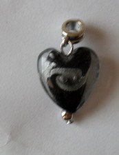 PENDENTIF COEUR MURANO - NOIR
