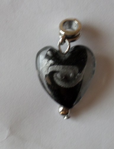 Pendentif coeur murano noir - coeur,