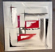 Tableau contemporain aquarelle sur toile tendue 60x60